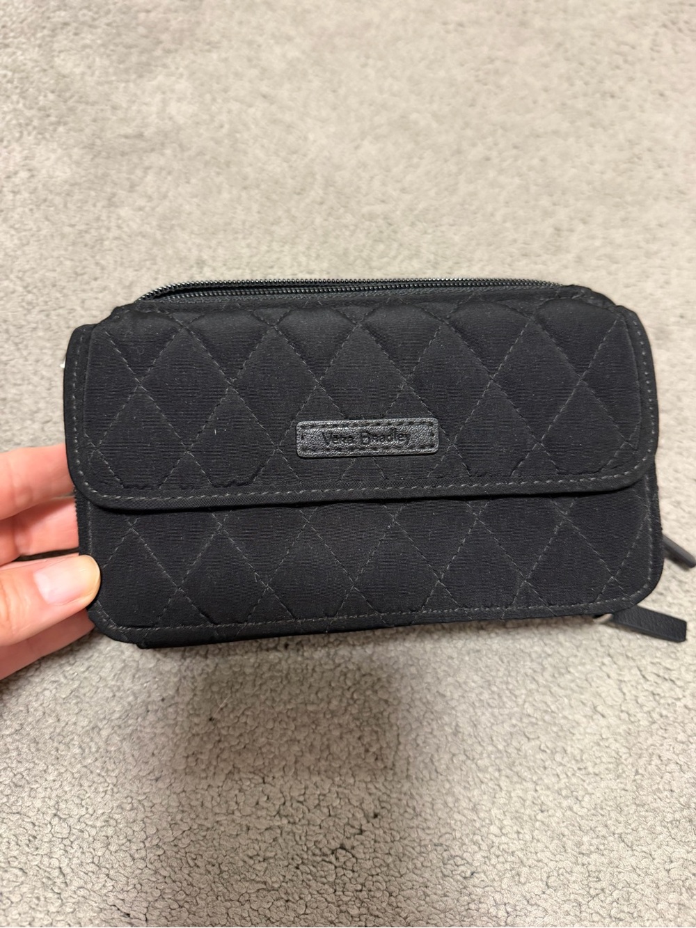 Vera Bradley Black Quilted Zip and Flap Wristlet NEW